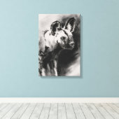 Wilde Hond Canvas Afdruk (Insitu (Houten vloer))