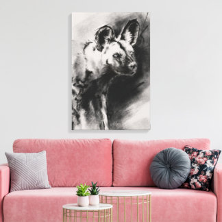 Wilde Hond Canvas Afdruk