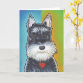 Wilde Hond Schnauzer Kaart (Gele Bloem)