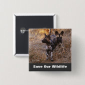Wilde honden redden ons leven vierkante button 5,1 cm (Voorkant /achterkant)