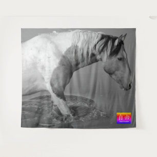 WILDE HORSE VAN UTAH PINTO IN WATER HOLE Tapestry Wandkleed