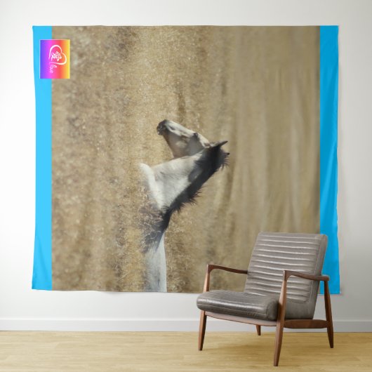 WILDE HORSE VAN UTAH TAPESTRY WESTERN ART AFBEELDI WANDKLEED (In Situ (horizontaal))