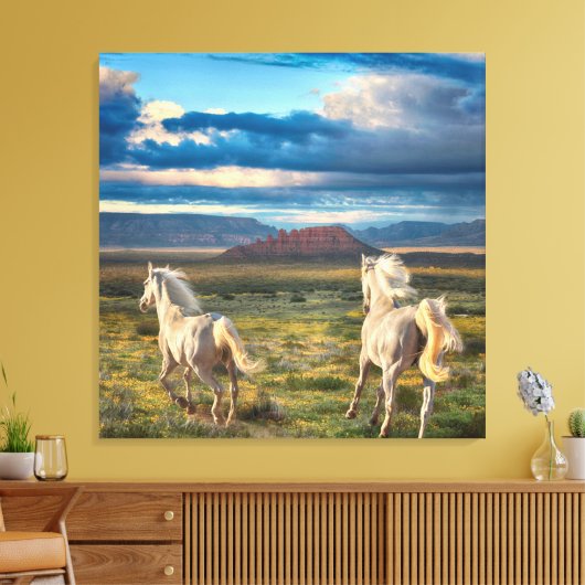 WILDE HORSES "Live to run" Canvas Afdruk (Insitu (Woonkamer))