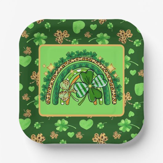 Wilde Ierse Groene Regenbogen Papieren Bordje (Voorkant)