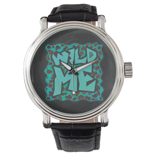 Wilde ik Dalmatian Brown en Blauwgroen design Horloge (Voorkant)