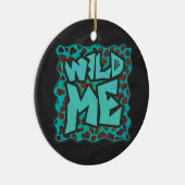 Wilde ik Dalmatian Brown en Blauwgroen design Keramisch Ornament (Rechts)