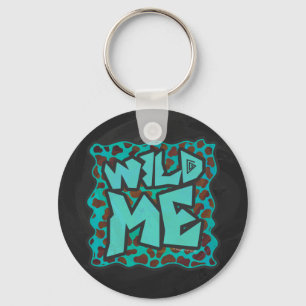 Wilde ik Dalmatian Brown en Blauwgroen design Sleutelhanger