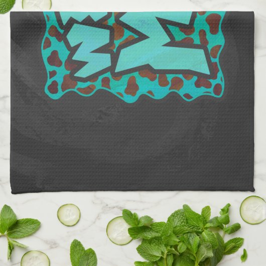 Wilde ik Dalmatian Brown en Blauwgroen design Theedoek (Gevouwen)