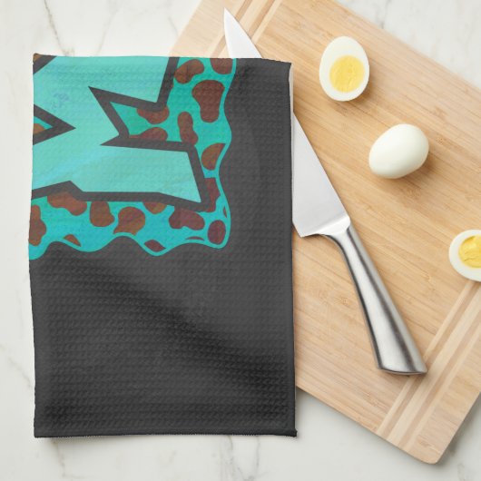 Wilde ik Dalmatian Brown en Blauwgroen design Theedoek (Quarter Fold)