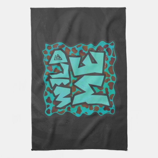 Wilde ik Dalmatian Brown en Blauwgroen design Theedoek (Verticaal)