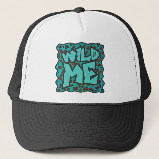 Wilde ik Dalmatian Brown en Blauwgroen design Trucker Pet (Voorkant)