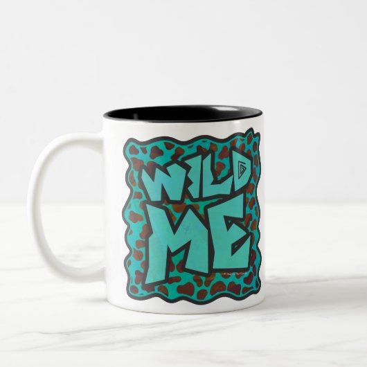Wilde ik Dalmatian Brown en Blauwgroen design Tweekleurige Koffiemok (Links)