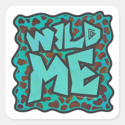 Wilde ik Dalmatian Brown en Blauwgroen design Vierkante Sticker (Voorkant)