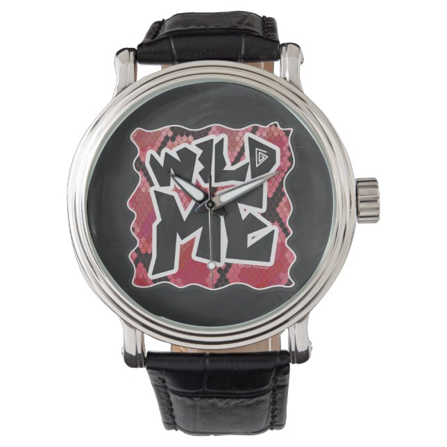 Wilde ik Snake Black en Red Print Horloge (Voorkant)
