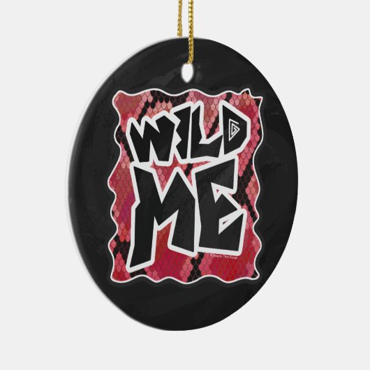 Wilde ik Snake Black en Red Print Keramisch Ornament (Rechts)