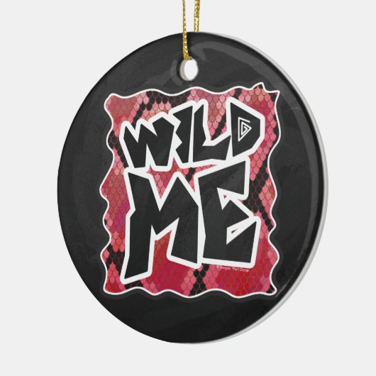 Wilde ik Snake Black en Red Print Keramisch Ornament (Links)
