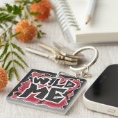 Wilde ik Snake Black en Red Print Sleutelhanger (Voorkant Rechts)