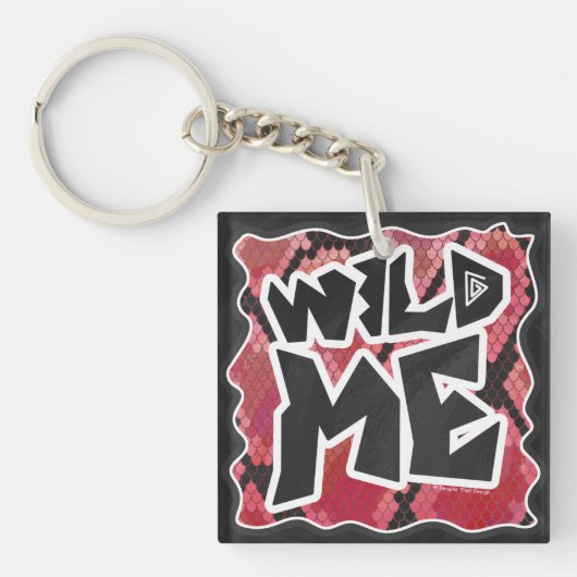 Wilde ik Snake Black en Red Print Sleutelhanger (voorkant)