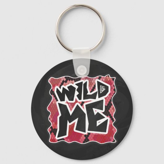 Wilde ik Snake Black en Red Print Sleutelhanger (Voorkant)