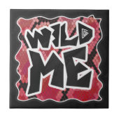Wilde ik Snake Black en Red Print Tegeltje (Voorkant)