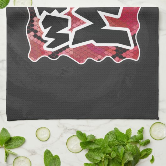 Wilde ik Snake Black en Red Print Theedoek (Gevouwen)