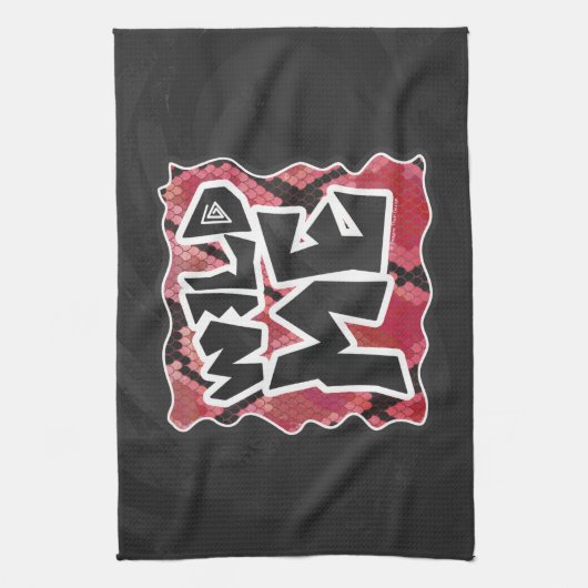 Wilde ik Snake Black en Red Print Theedoek (Verticaal)