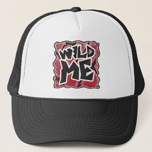 Wilde ik Snake Black en Red Print Trucker Pet (Voorkant)