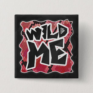 Wilde ik Snake Black en Red Print Vierkante Button 5,1 Cm