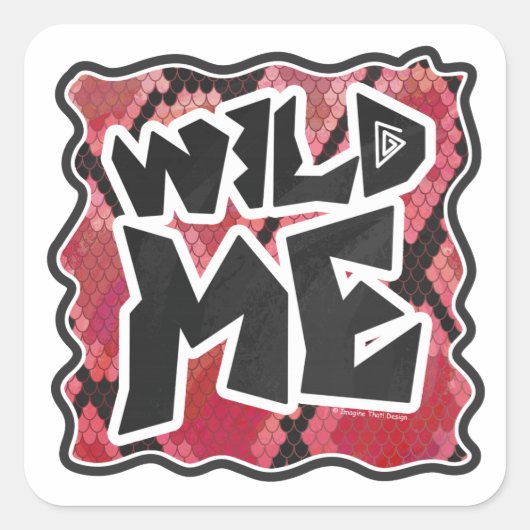 Wilde ik Snake Black en Red Print Vierkante Sticker (Voorkant)