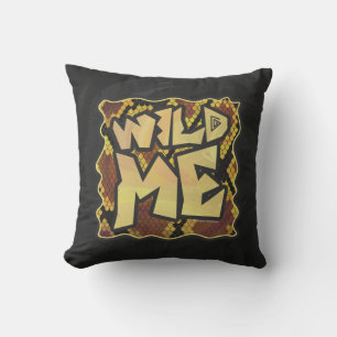 Wilde ik Snake Brown and Gold Print Kussen