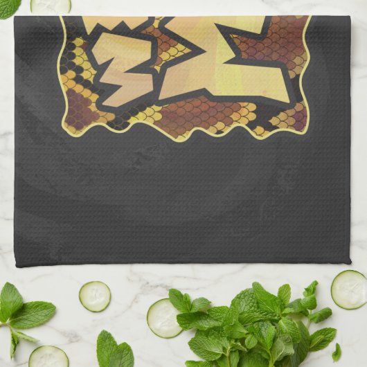Wilde ik Snake Brown and Gold Print Theedoek (Gevouwen)