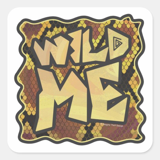 Wilde ik Snake Brown and Gold Print Vierkante Sticker (Voorkant)
