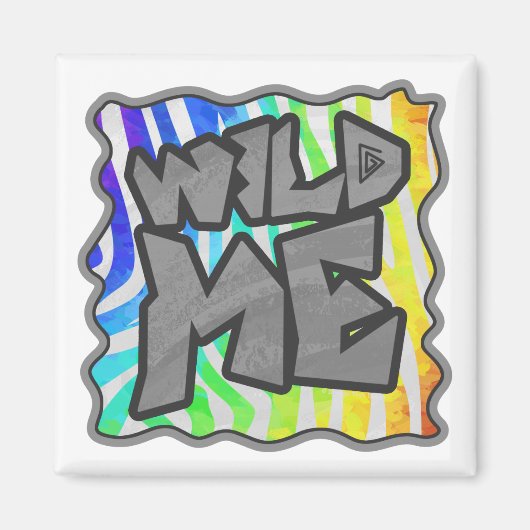 Wilde ik Zebra Regenboog en Witte Druk Magneet (Voorkant)