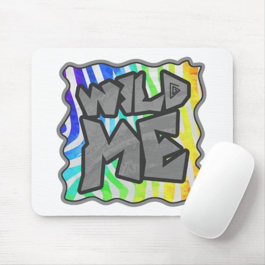 Wilde ik Zebra Regenboog en Witte Druk Muismat (Met muis)