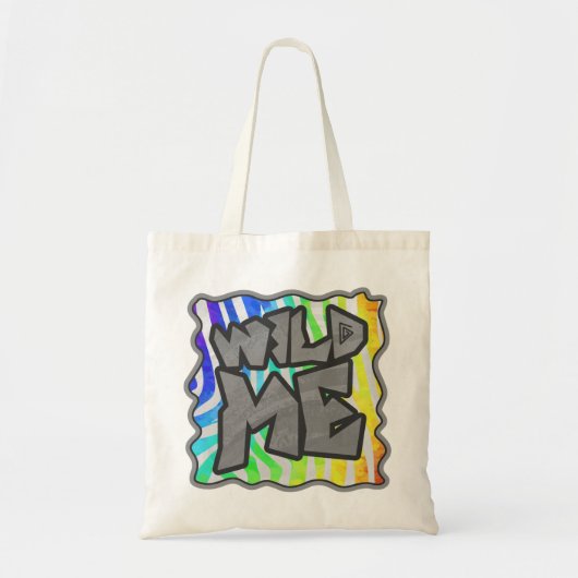 Wilde ik Zebra Regenboog en Witte Druk Tote Bag (Voorkant)