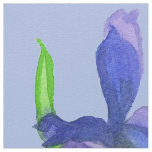 Wilde Iris Bloemen Paarse Waterverf Blauw Stof