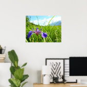Wilde Iris en Alaskisch Landschap Poster (Thuiskantoor)