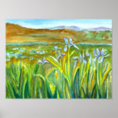 Wilde Iris Wildflower Waterverf Schilderen Poster (Voorkant)