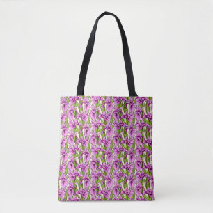 Wilde Irispatroon Fuchsia op Bleekgeel Tote Bag