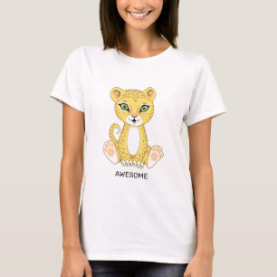 Wilde jonge luipaard dier cartoon T-shirt