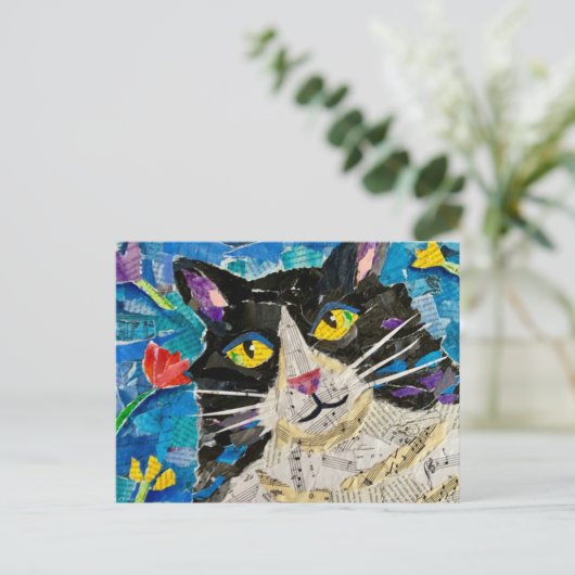 Wilde jongen de kat briefkaart (Staand voorkant)