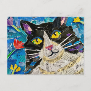 Wilde jongen de kat briefkaart