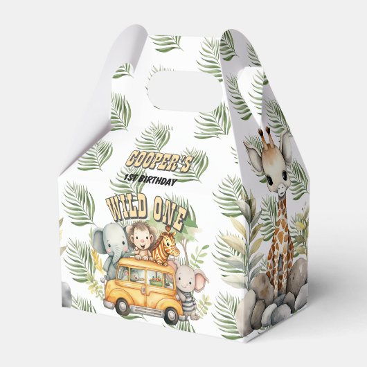 Wilde jongens verjaardag safari dieren voorkeur do bedankdoosjes (Voorkant Zijde)