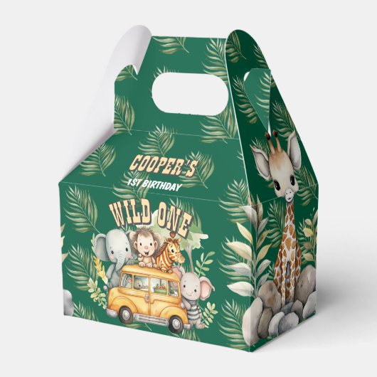 Wilde jongens verjaardag safari dieren voorkeur do bedankdoosjes (Voorkant Zijde)