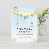 Wilde Jungle Baby Shower Uitnodiging (Staand voorkant)