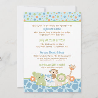 Wilde Jungle Dieren Baby Jongen Shower Uitnodiging
