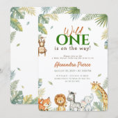 Wilde Jungle Dieren Baby Shower Kaart (Voorkant / Achterkant)