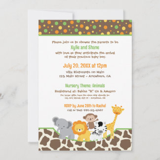 Wilde Jungle Dieren Baby Shower Uitnodiging