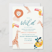 Wilde Jungle Dieren Baby Shower | Wit Kaart (Voorkant)