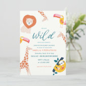 Wilde Jungle Dieren Baby Shower | Wit Kaart (Staand voorkant)